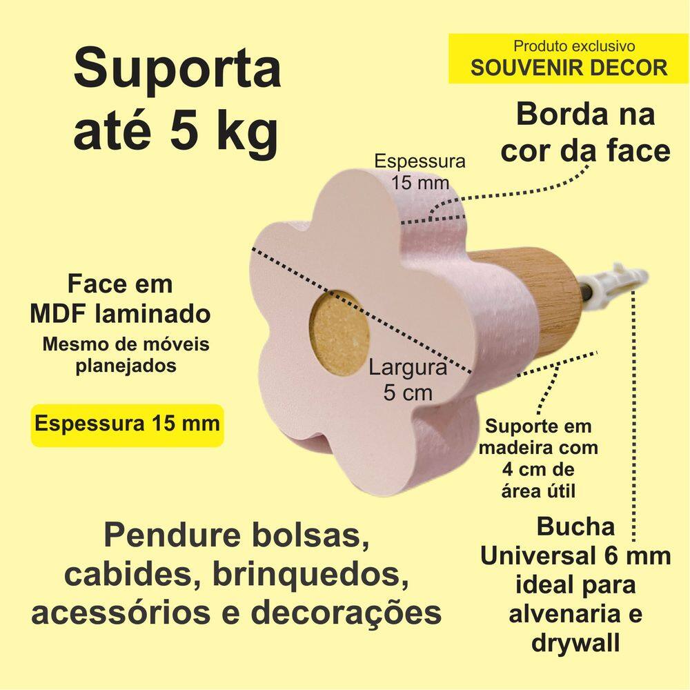 1 Gancho de parede flor infantil decoração baby 1Flbb15c