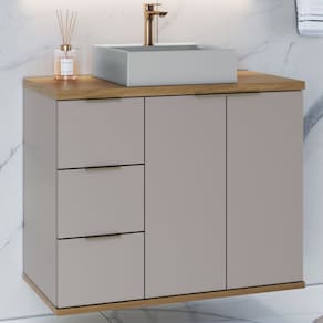 Gabinete de Banheiro com Cuba Galway 76cm Nude