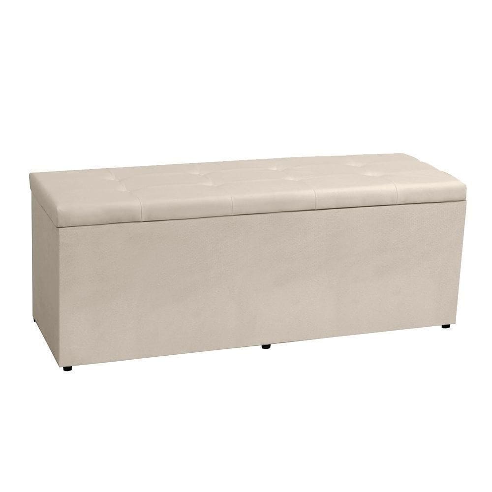 Calçadeira Recamier Baú Solteiro 0,90m Berlim Suede - Pallazio Cor Bege
