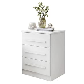 Mesa De Cabeceira Império Quarto Com 3 Gavetas Branco Branco