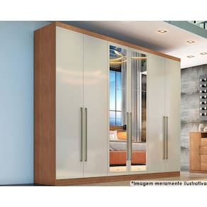 Guarda Roupa Casal 6 Portas e 6 Gavetas c/ Espelho Dello/Trento Freijo Cumaru c/ Fendi - Novo Horizonte