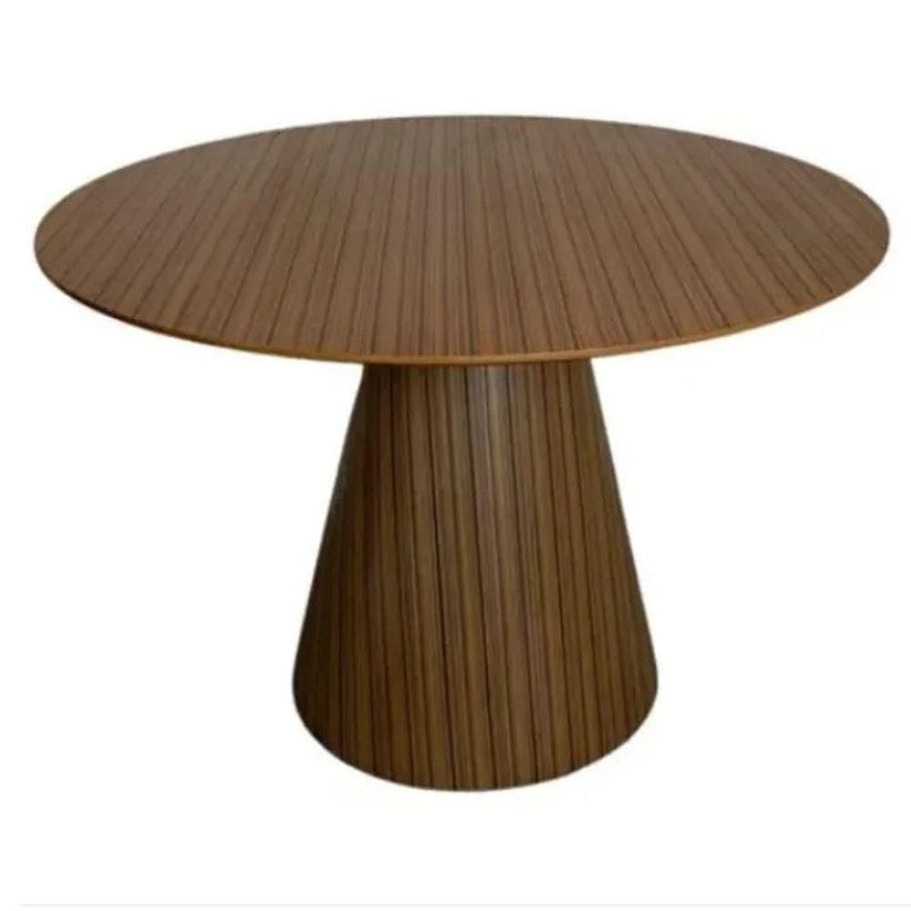 Mesa De Jantar Cone Redonda 100 Cm Base Madeira Pau Ferro