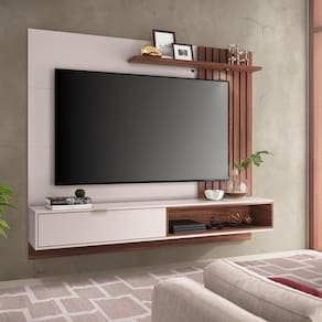 Painel Home Suspenso Tv Até 60 1 Porta 1 Prateleira Tocantins 1.6 Off White Nogueira Real
