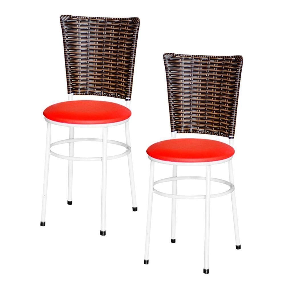 2 Cadeiras Para Mesa Branca Hawai Avelã Cor:vermelho