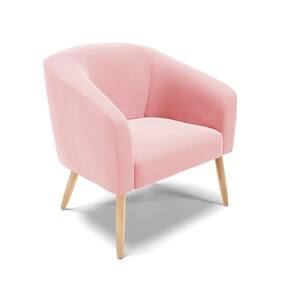 Poltrona Stella Suede Rosa Bebê Pés Palito Natural - D`Rossi