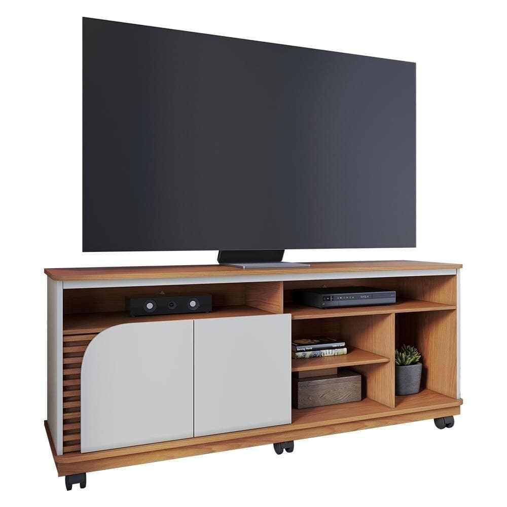 Rack Bancada Para Tv Até 65 Polegadas Com Rodízios Freijo-off White Matte Freijo-off White Matte