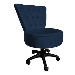 Cadeira Mocho Capitonê Elegância Veludo Base Giratória - Pallazio Azul Marinho