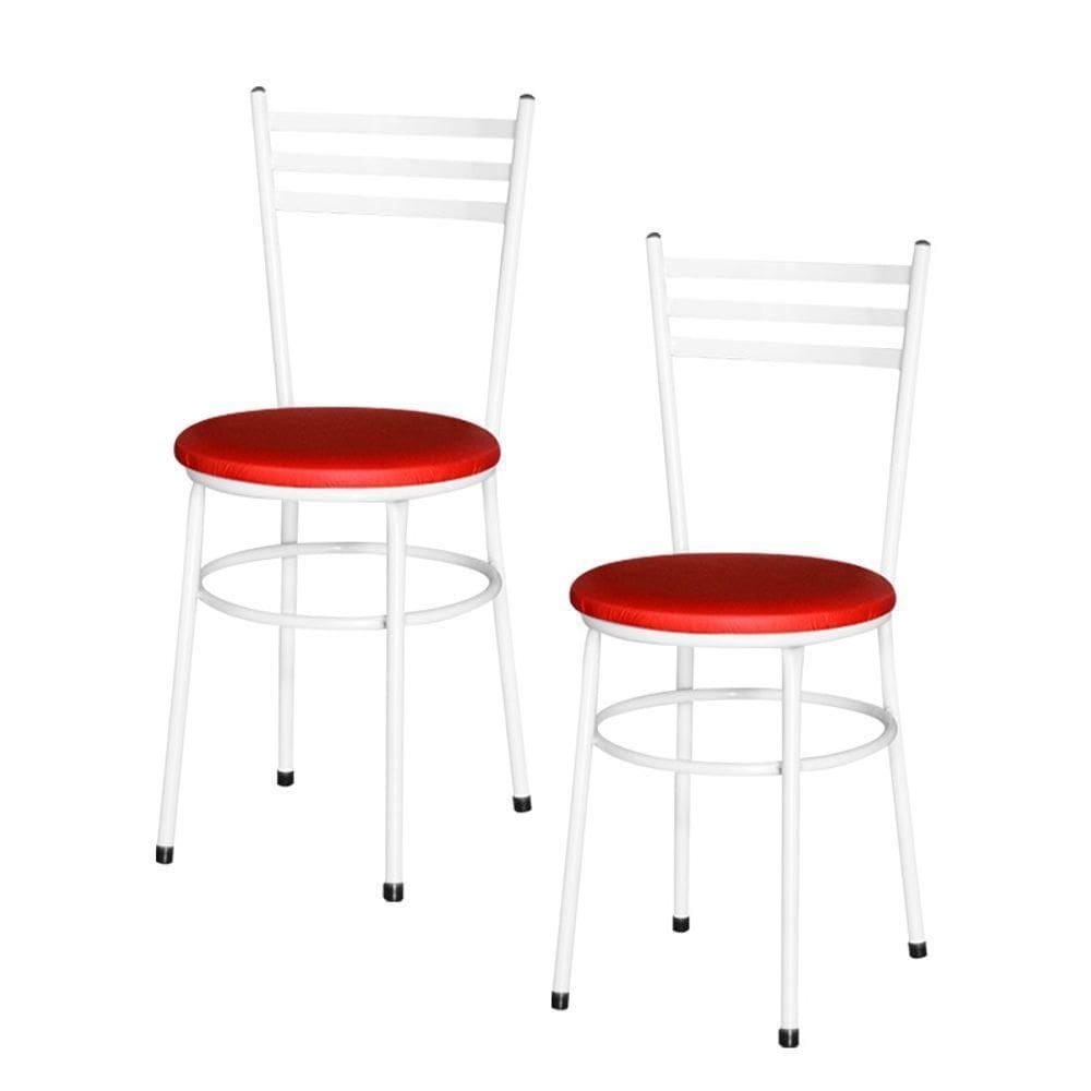 2 Cadeiras Para Mesa Epoxi Branca Cor:vermelho