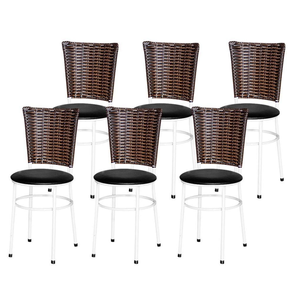6 Cadeiras Para Mesa Branca Hawai Avelã Cor:preto