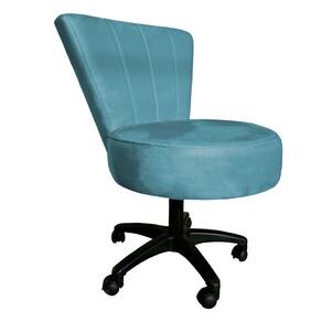 Cadeira Mocho Costurado Elegância Veludo Base Giratória - Pallazio Azul Turquesa