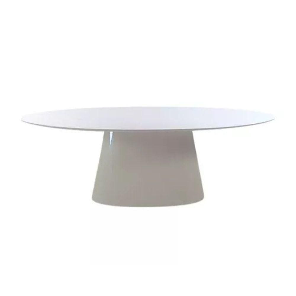 Mesa De Jantar Cone Oval 198x122 Cm Laqueada Cores Branco