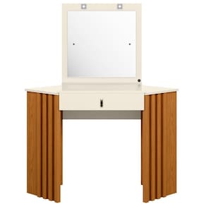 Penteadeira Camarim De Canto Com Espelho 1 Gaveta Glitter Cinamomo Off White Albatroz