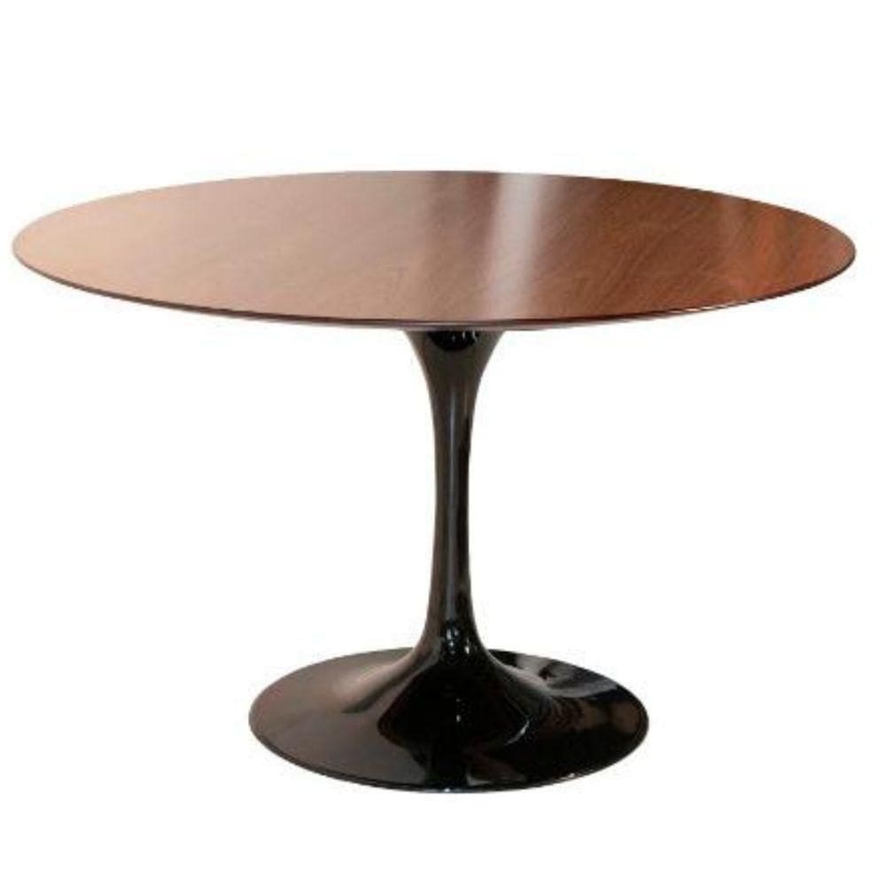 Mesa De Jantar Tulipa Saarinen Redonda 100 Cm Tampo Imbuia Base Preta