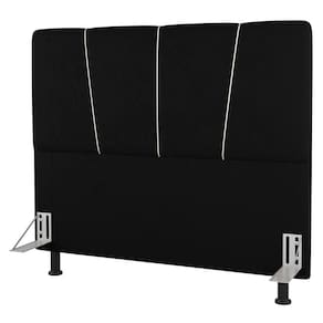 Cabeceira Cama Box Casal Queen Size Amber 160cm Estofada Sintético Preto - Abmaza