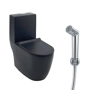 Vaso Sanitário Monobloco Amazonita e Ducha Higiênica para Banheiro Apa - Preto e Prata