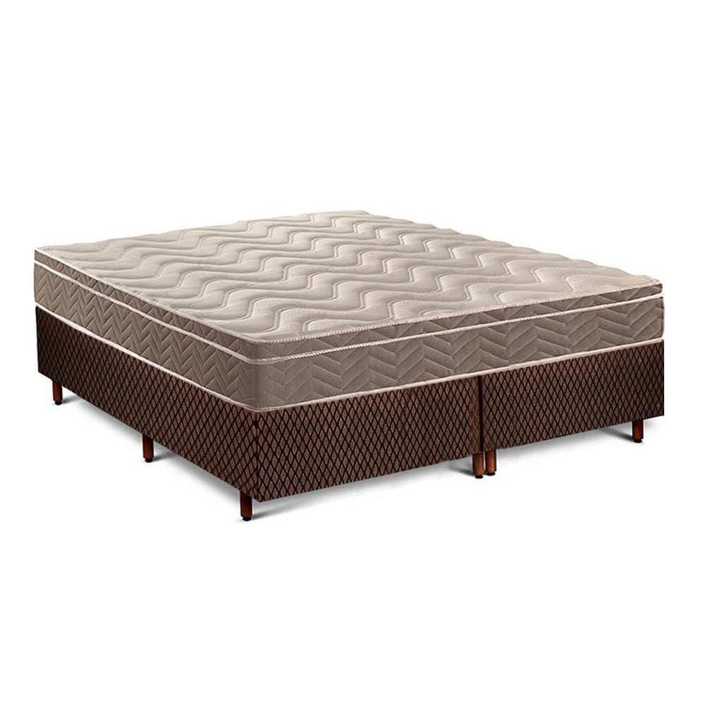Cama Box Queen: Colchão Espuma D33 Paropas /EP Anatômico Confort Ultra Firme + Base CRC Fantasy Brown(158x198)