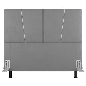 Cabeceira Cama Box Casal Queen Size Amber 160cm Estofada Linho Cinza Claro - Abmaza