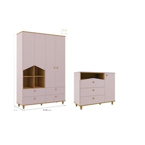 Guarda Roupa e Comoda Bebe Permobili Retro Casinha MDF