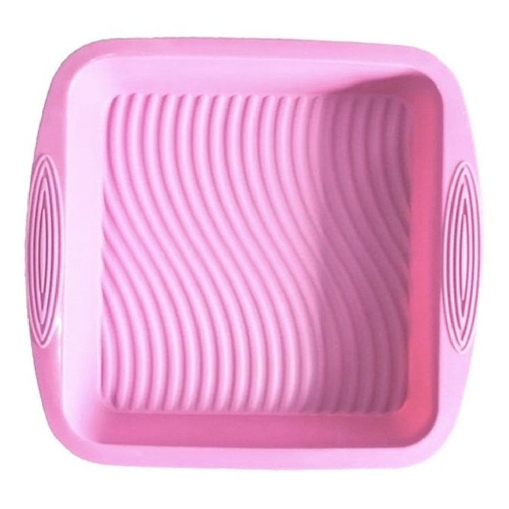 Forma De Silicone Quadrada Rosa 22 x 22 x 5 Cm