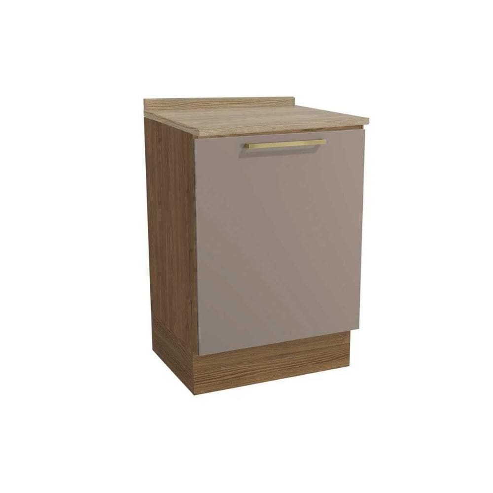 Balcão de Cozinha Modulado Botanic M629 1 Porta c/Tampo 60cm Nogueira/Fendi/Nogueira - Kappesberg