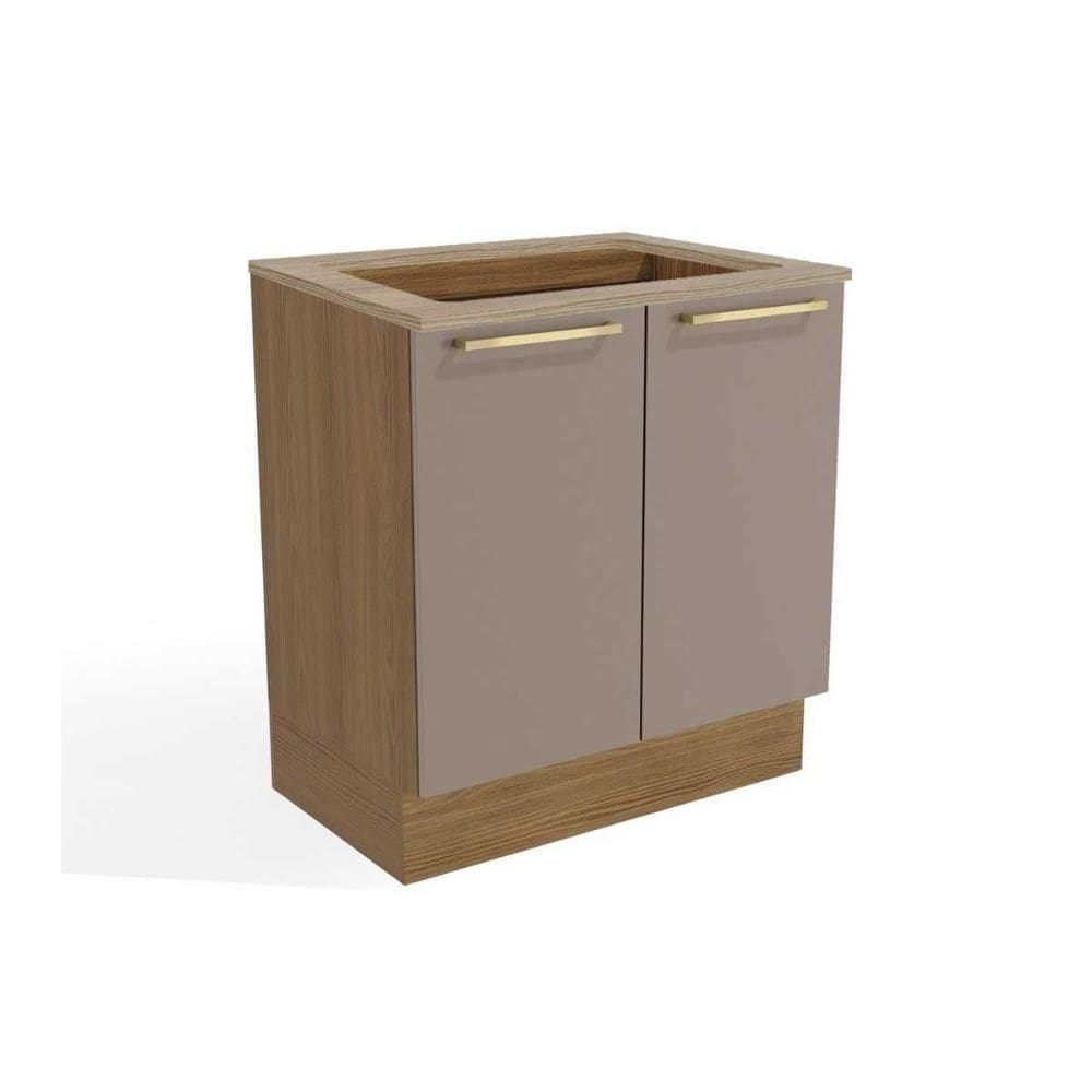 Balcão de Cozinha Botanic M623 c/ 2 Portas p/Cooktop - Kappesberg Nogueira/Fendi/Nogueira - Kappesberg