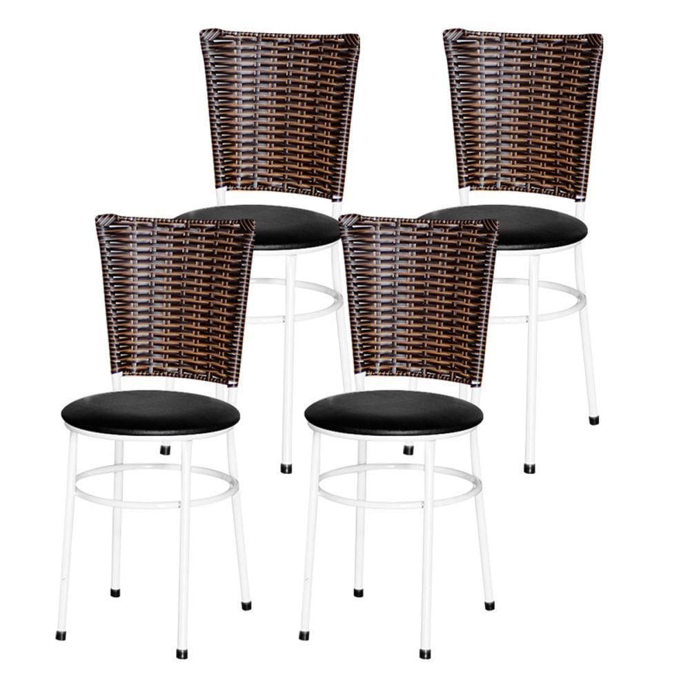 4 Cadeiras Para Mesa Branca Hawai Avelã Cor:preto