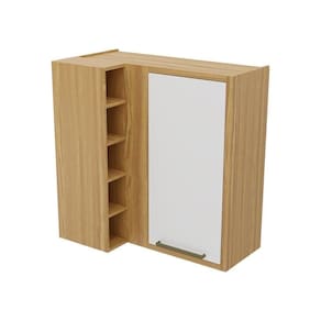 Armário Aéreo De Cozinha Com Canto Reto 1 Porta E Mini Adega 100% Mdf Syrah Rio Doce Amendoa-branco