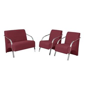 Conjunto Vênus Braço Alumínio D Salla Suede 2 Poltronas De 1 Lugar E 1 De 2 Lugares