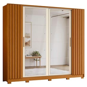 Guarda Roupa Casal 4 Portas 8 Espelhos Jacarandá Flex Cinamomo Off White Albatroz
