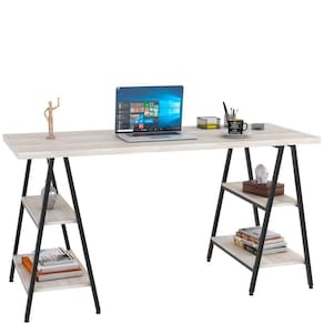 Mesa Para Escritório Estilo Industrial Cavalete 150cm Snow