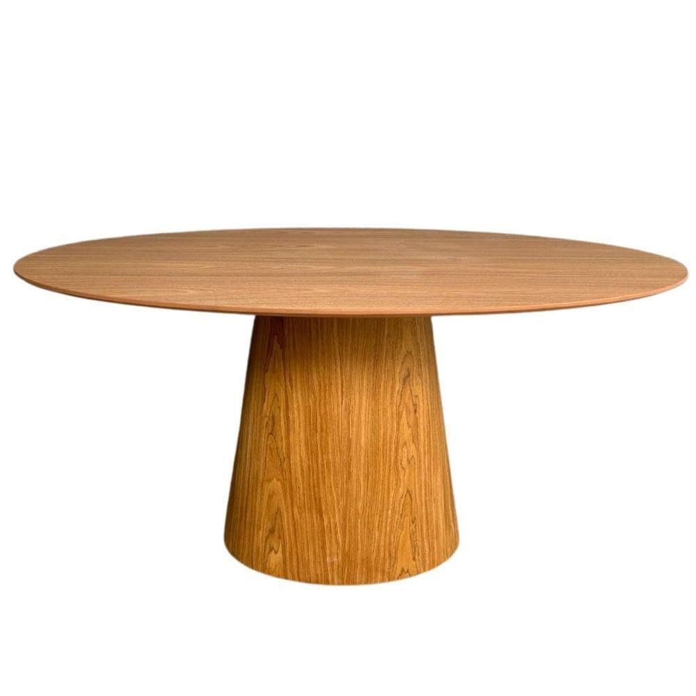 Mesa De Jantar Cone Oval 160x90 Cm Base Madeira Freijó Tampo Freijó