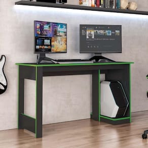 Mesa Gamer Para Computador Escrivaninha Preta Verde Caemmun
