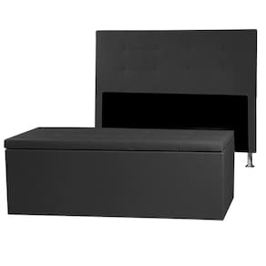Kit Cabeceira E Calçadeira Baú Solteiro 0,90m Berlim Corano Preto - Pallazio
