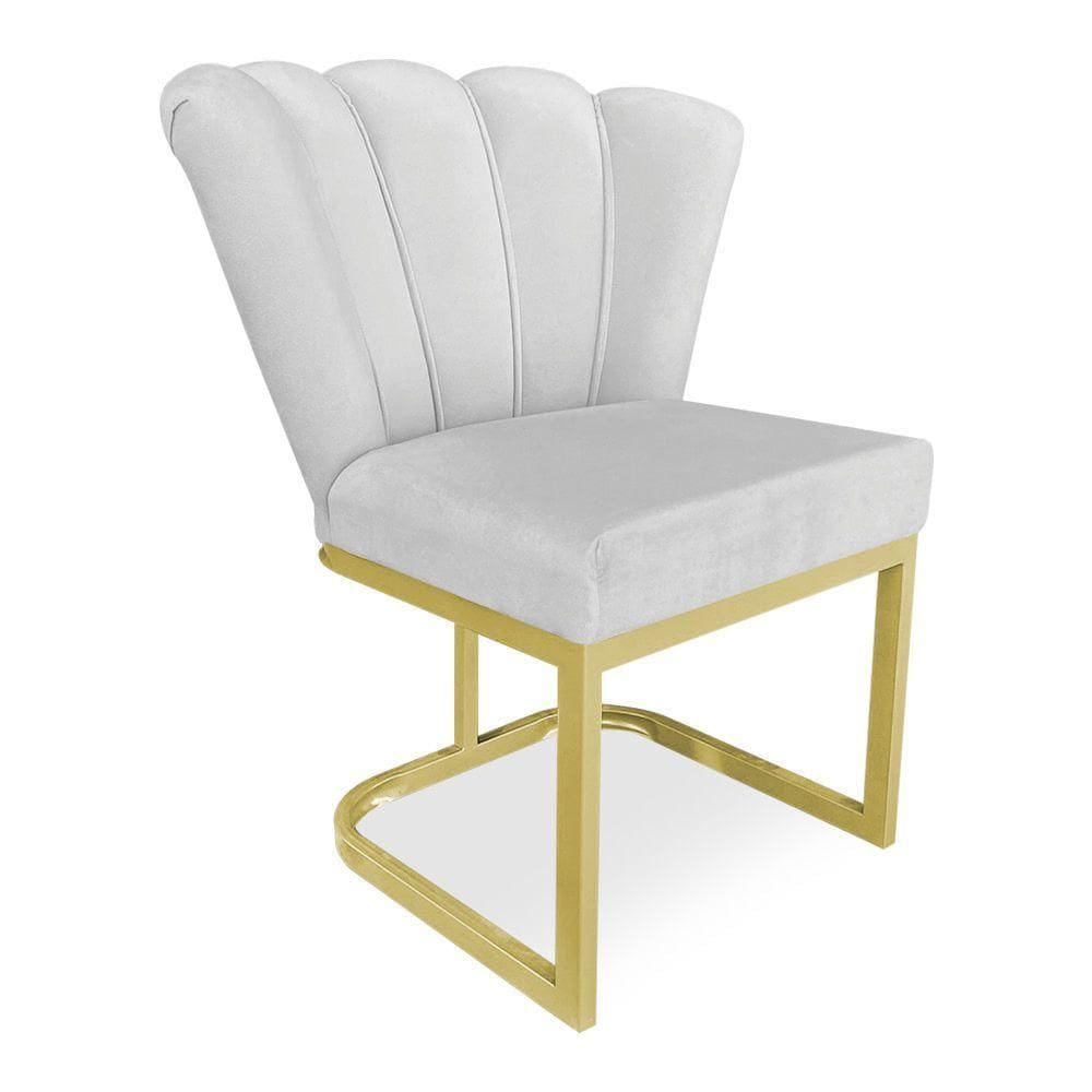 Poltrona Flor Veludo Base Metálica Industrial Dourado - Pallazio Cor Cinza