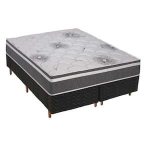 Cama Box Queen: Colchão Espuma D33 Polar Pérola Premium + Base CRC Fantasy Black(158x198)