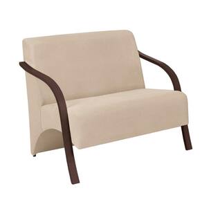 Poltrona Namoradeira 2 Lugares Braço Madeira Vênus Dsalla Suede