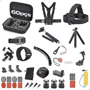 Kit Completo 60 Pç Acessórios Para Câmera de Ação 9/10/11/12/max360