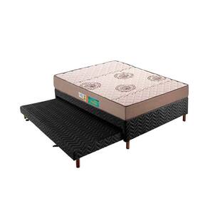 Cama Box c/Auxiliar Casal: Colchão Espuma Polar D33 Pérola Brown + Base CRC Suede Black(138x188)