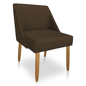 Cadeira Poltona Juliana Suede Marrom Pés Palito Castanho