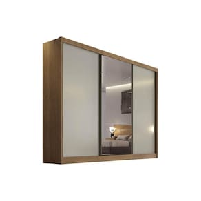 Guarda Roupa Casal 3 Portas de Correr e 6 Gavetas c/ 1 Espelho Sonetto/Toulon Plus Freijo Cumaru c/ Fendi - Novo Horizonte