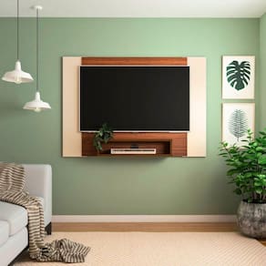 Painel Cine Para Tv 47 Com Nicho Cedro / Off White