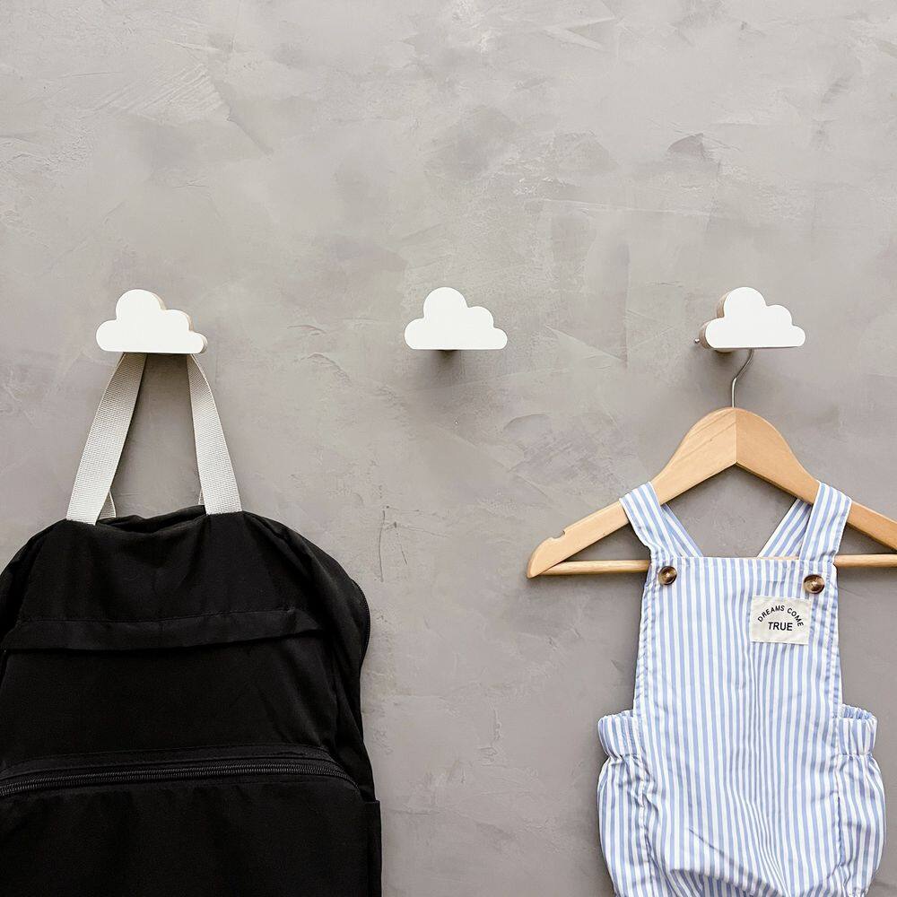 3 Ganchos de parede infantil decoração bebê nuvem 3Nubb15