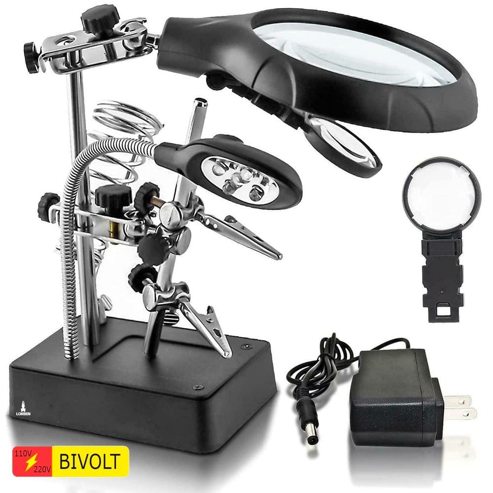Lupa de Mesa com Garras e Iluminação Led GT120