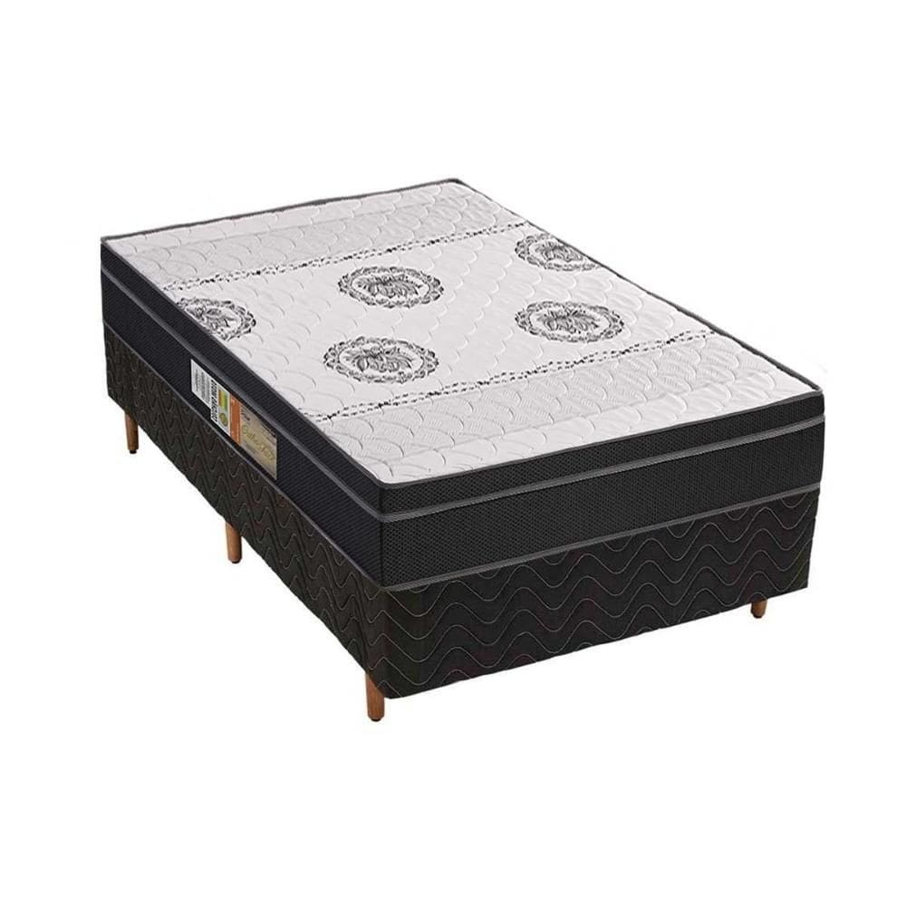 Cama Box Solteiro: Colchão Ortopédico Polar D28/EP Anatômico Orthoface + Base CRC Rústico Black(88x188)