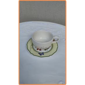 Jogo 6 Xícaras de Café verde água com pires Fruits - Alleanza