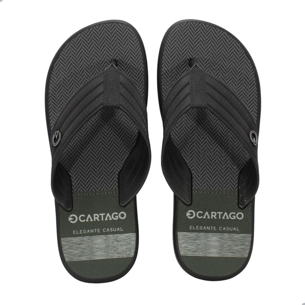 Chinelo Masculino Cartago Montreal Preto Com Cinza e Verde