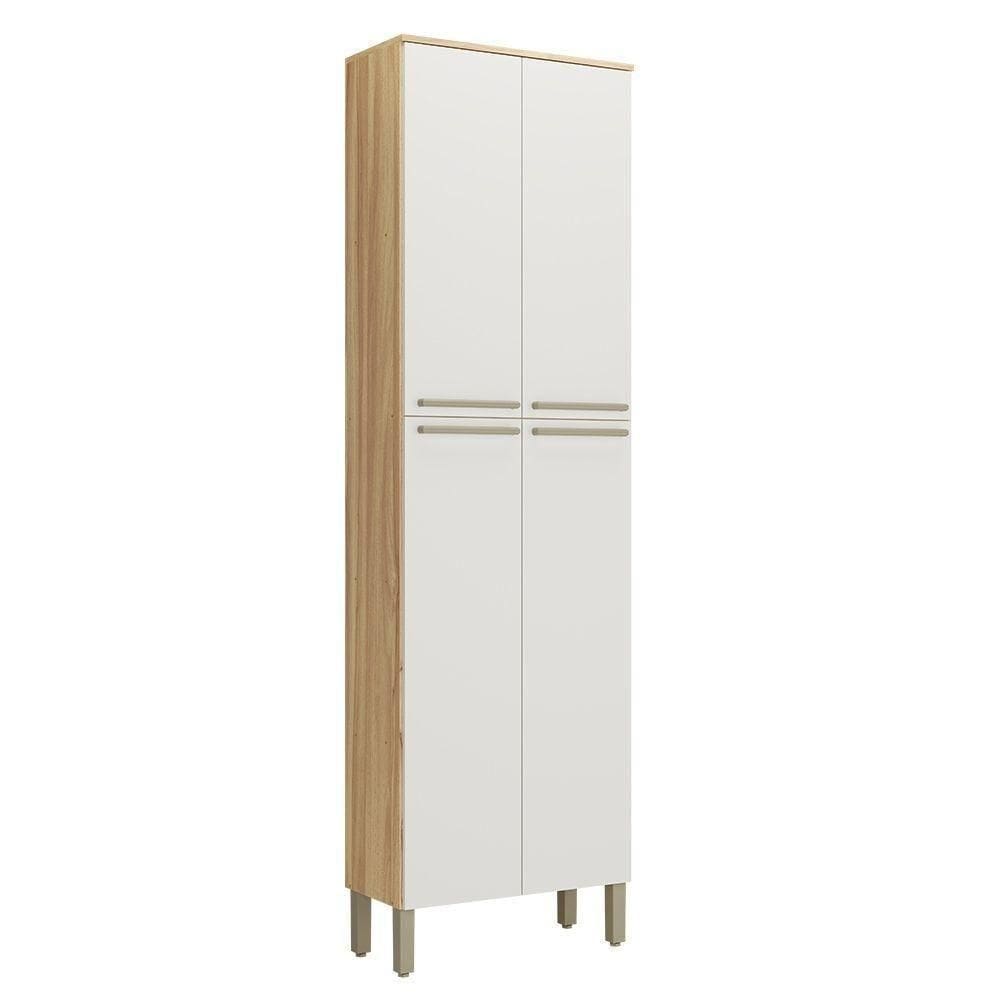Paneleiro Duplo Para Cozinha Com 4 Portas 100% Mdf Napoli Prime Rio Doce Amendoa-off White