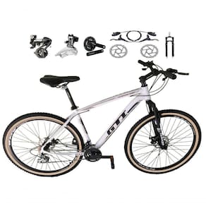 Bicicleta Aro 29 Gti Roma Shimano Altus 24v Freio Disco Hidráulico Garfo Trava - Branco Tam.19