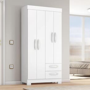 Guarda-roupa Solteiro 4 Portas 2 Gavetas Belize Notável Branco