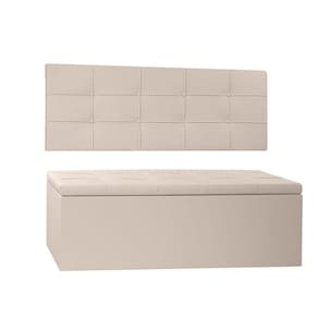 Kit Painel E Calçadeira Baú King 1,95m Roma Corano Bege - Pallazio